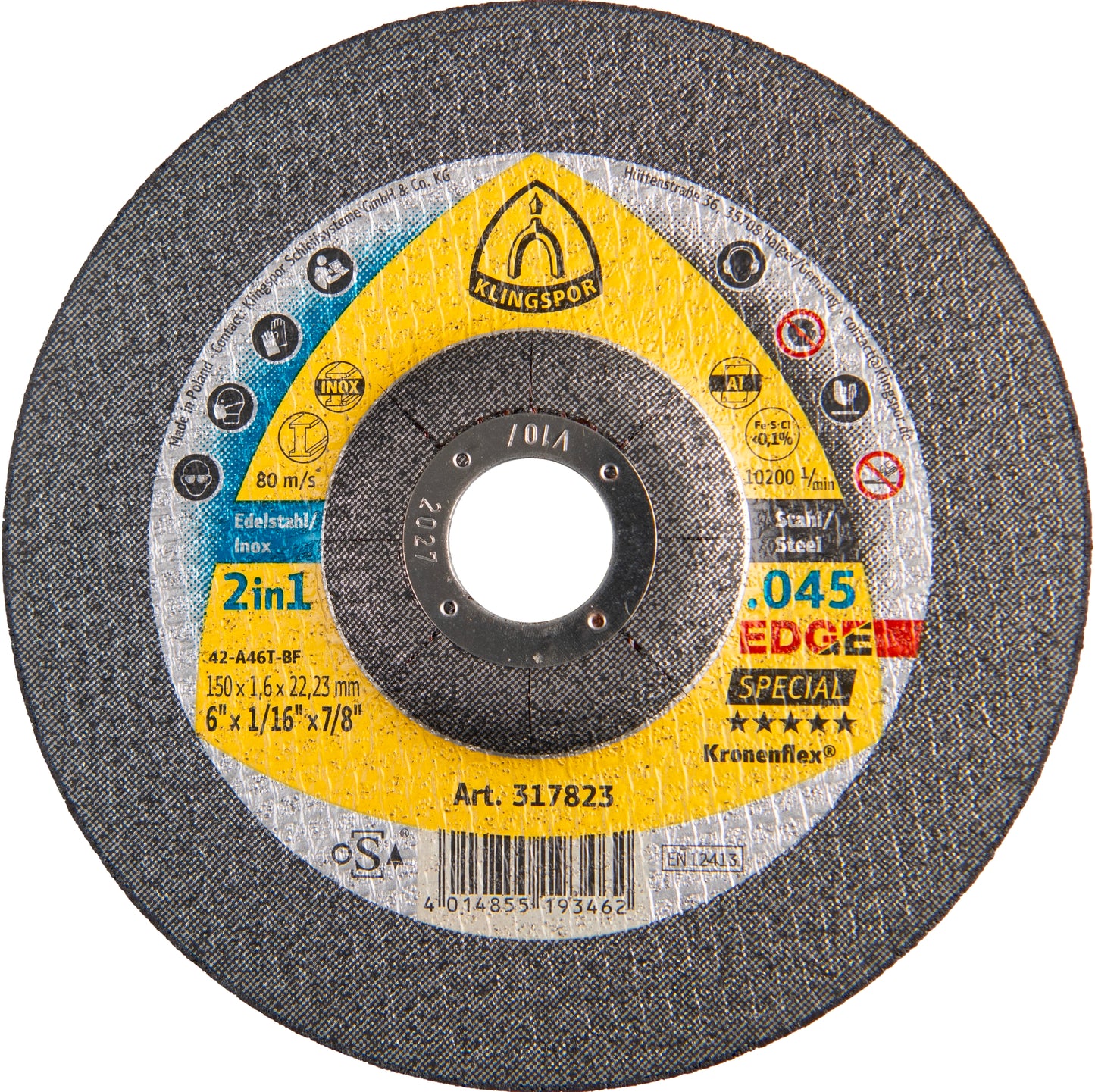 EDGE Disques à tronçonner, 6''x .045 x 7/8 centre déporté T-27