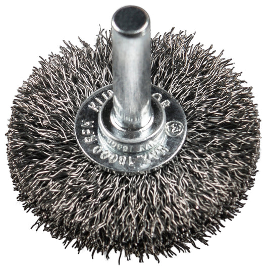 BRS 600 W brosse ronde, 3''x 1/2'' x 1/4  fil acier ondulé 0.3