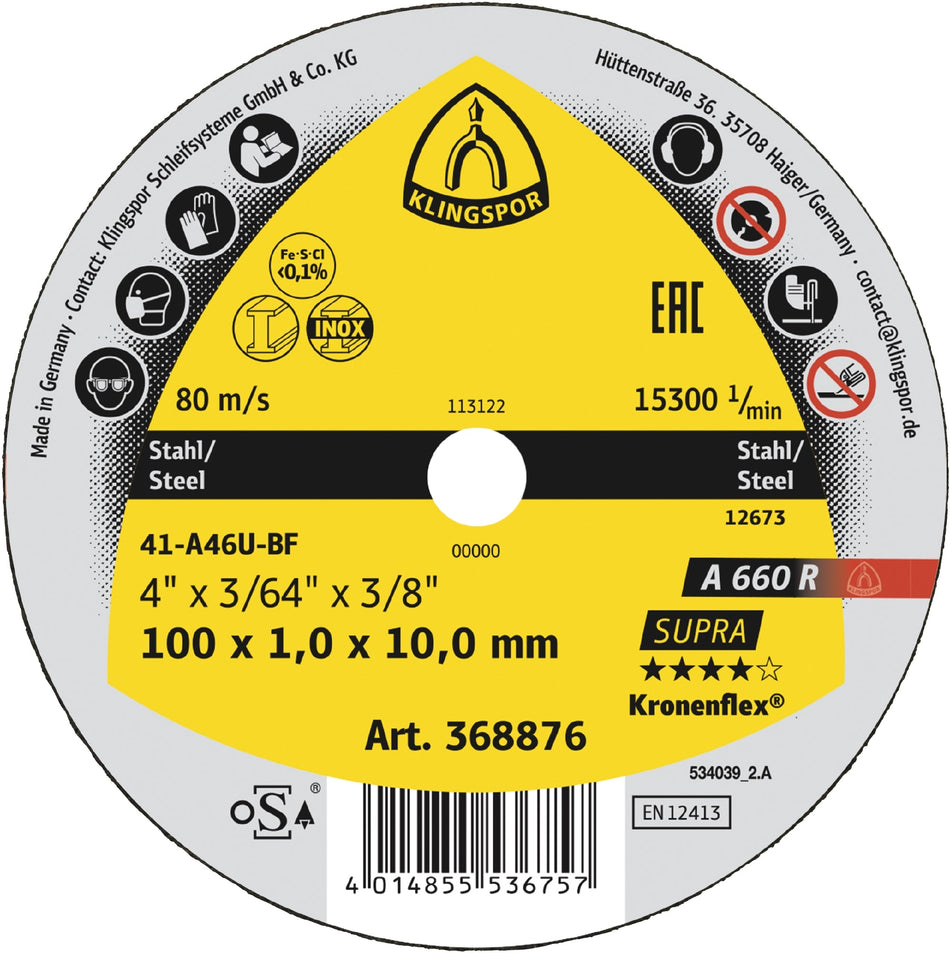 A 660 R Petits disques à tronçonner, 3''x 3/64 x 3/8 plat T-1 - AbrasifX