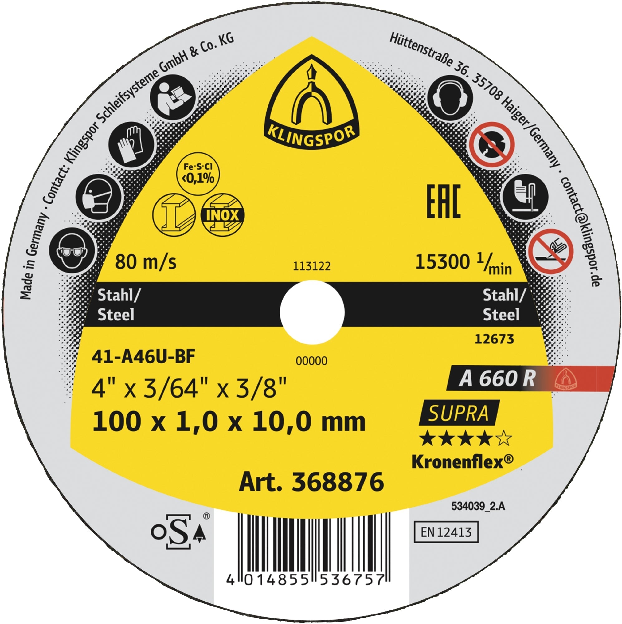A 660 R Petits disques à tronçonner, 3''x 1/16 x 3/8 plat T-1 - AbrasifX