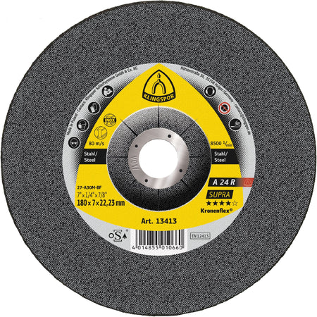 A 24 R Meules, 7''x 1/4 x 7/8 mm centre déporté T-27 - AbrasifX