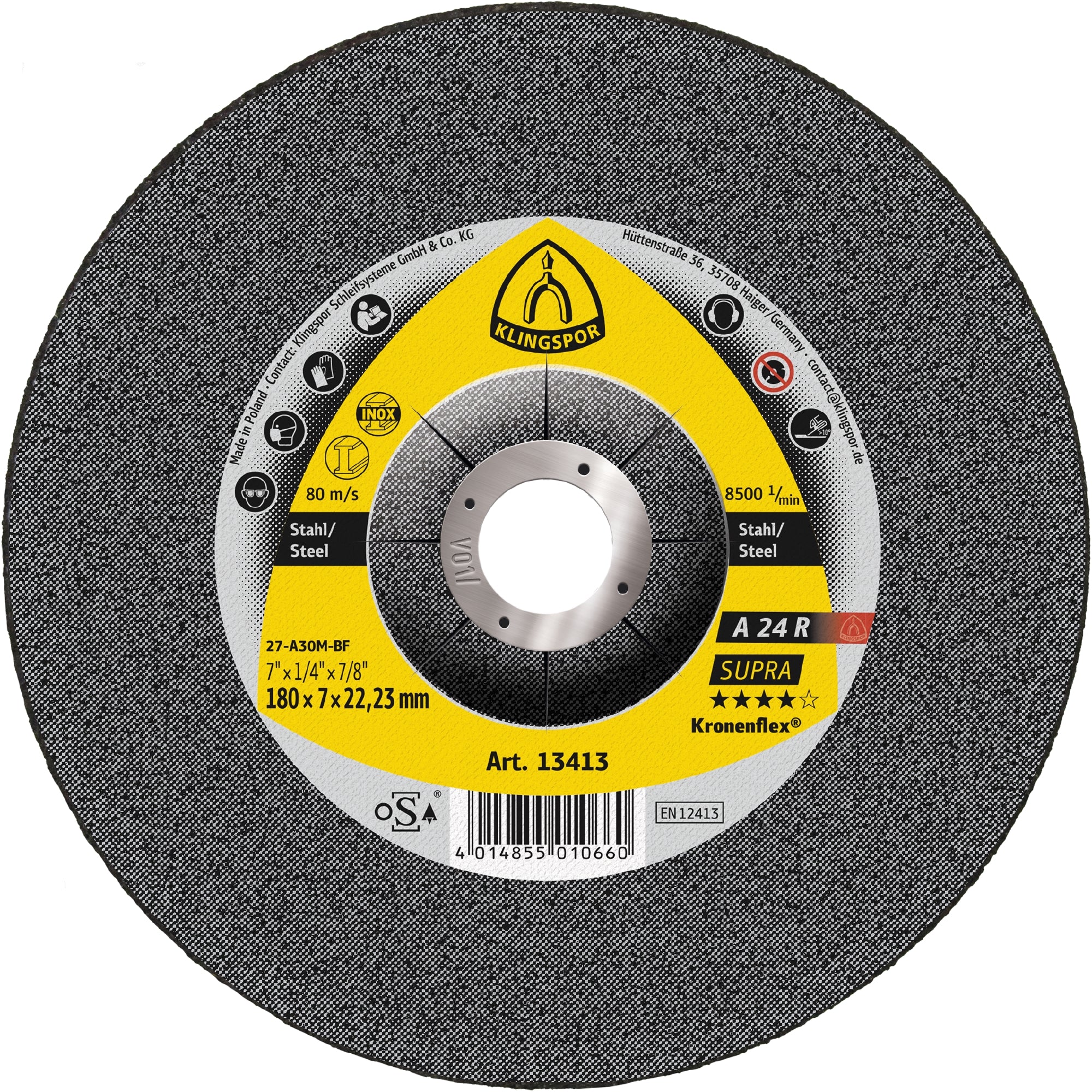 A 24 R Meules, 6''x 1/4 x 7/8 centre déporté T-27 - AbrasifX