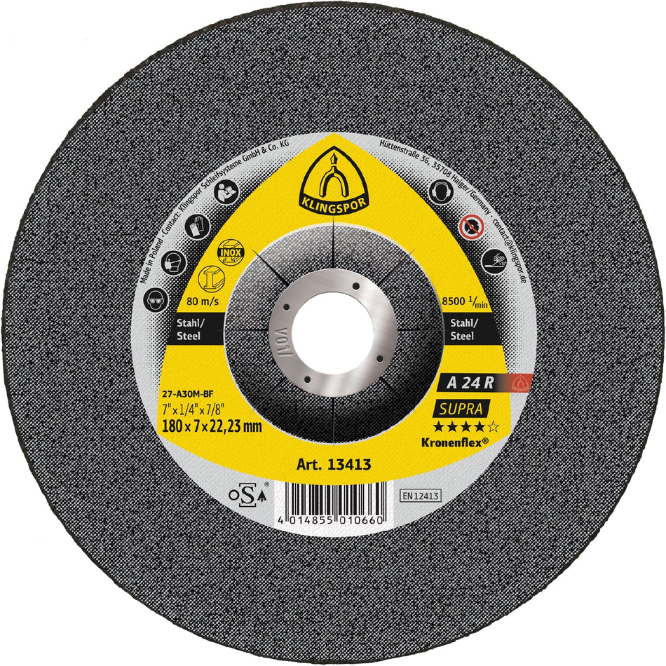 A 24 R Meules, 5''x 1/4 x 7/8 centre déporté T-27 - AbrasifX