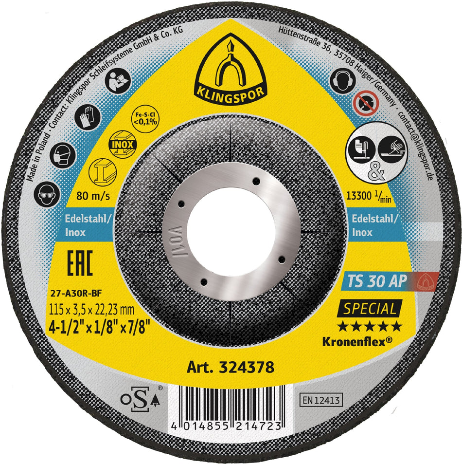 TS 30 AP Meules, 7'' x 1/8 x 7/8 centre déporté T-27 - AbrasifX