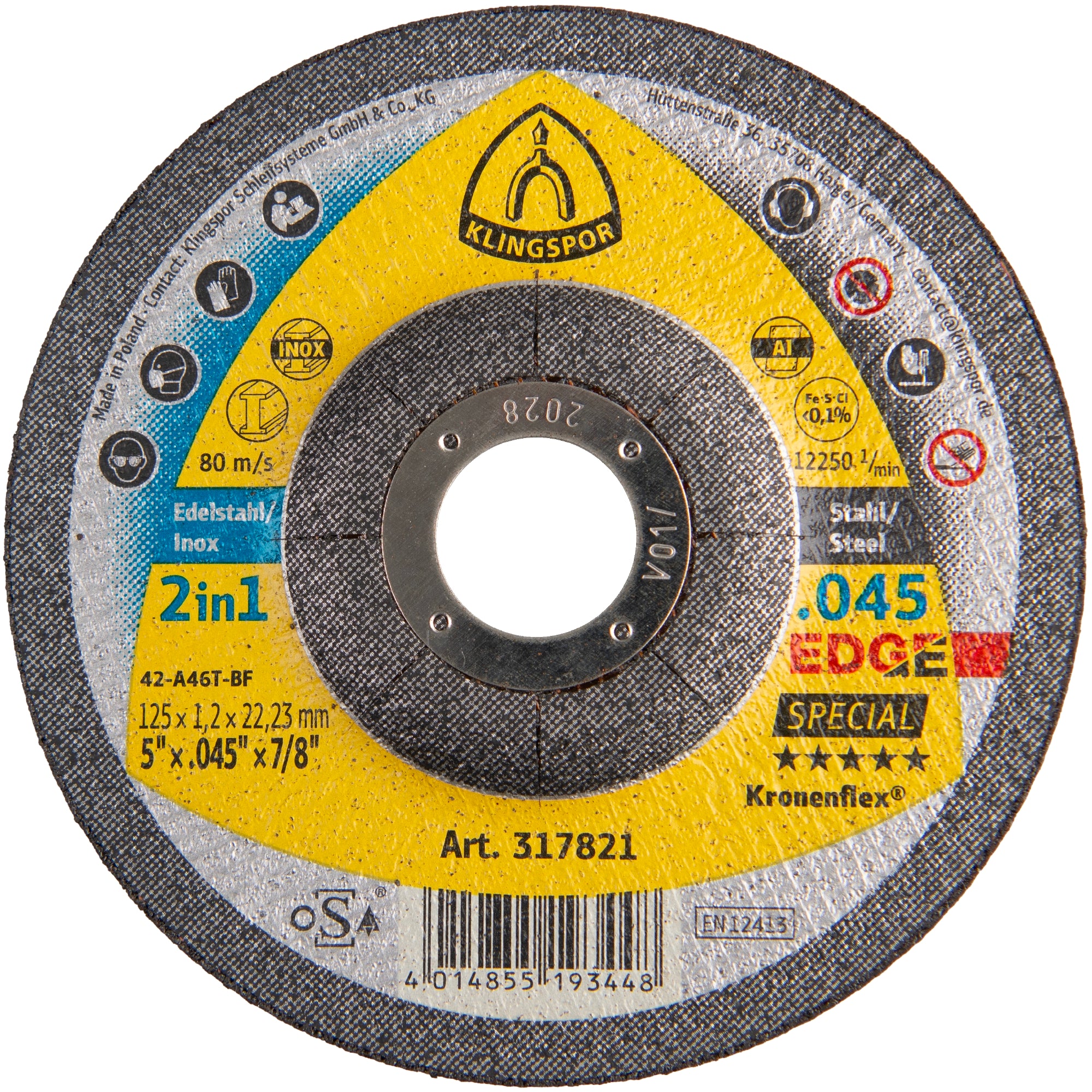 EDGE Disques à tronçonner, 5''x .045 x 7/8 centre déporté T-27 - AbrasifX