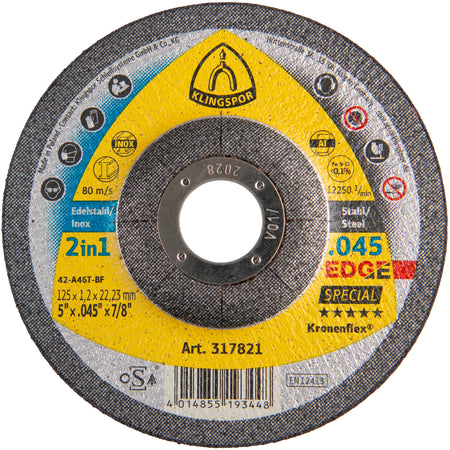 EDGE Disques à tronçonner, 5''x .045 x 7/8 centre déporté T-27 - AbrasifX