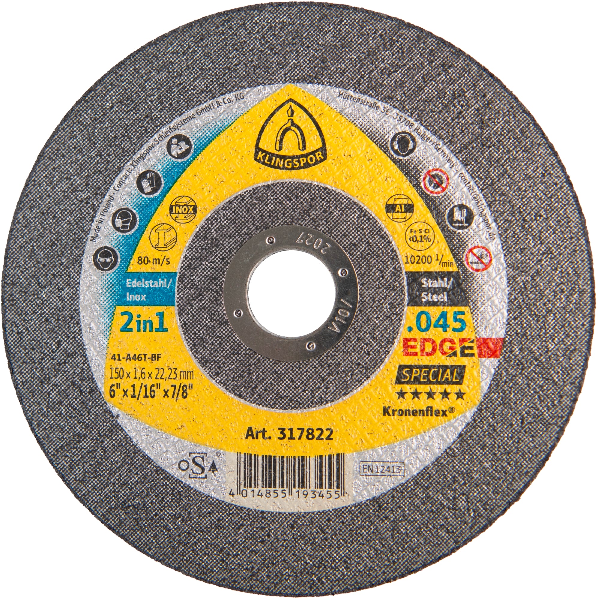 EDGE Disques à tronçonner, 6''x .045 x 7/8 plat T-1 - AbrasifX