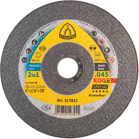 EDGE Disques à tronçonner, 6''x .045 x 7/8 plat T-1 - AbrasifX