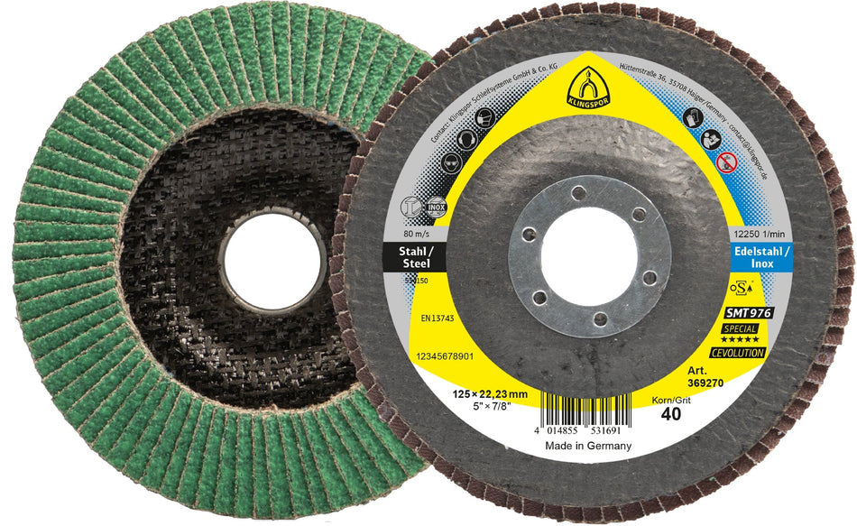SMT 976 Disques et roues abrasives céramique, 5'' x 7/8 Grain 60 T-29 - AbrasifX
